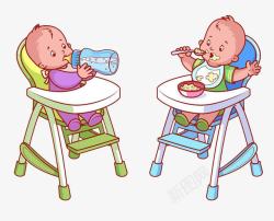 开心吃饭卡通小孩在吃饭喝奶高清图片