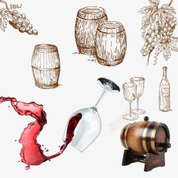 酒桶免抠元素酒窖木板背景墙高清图片