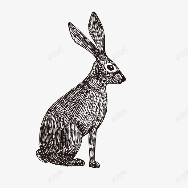 铅笔画兔子矢量图图标ai_新图网 https://ixintu.com 兔子 手绘动物 插画 简笔画 线稿兔子 线稿动物 铅笔画 矢量图