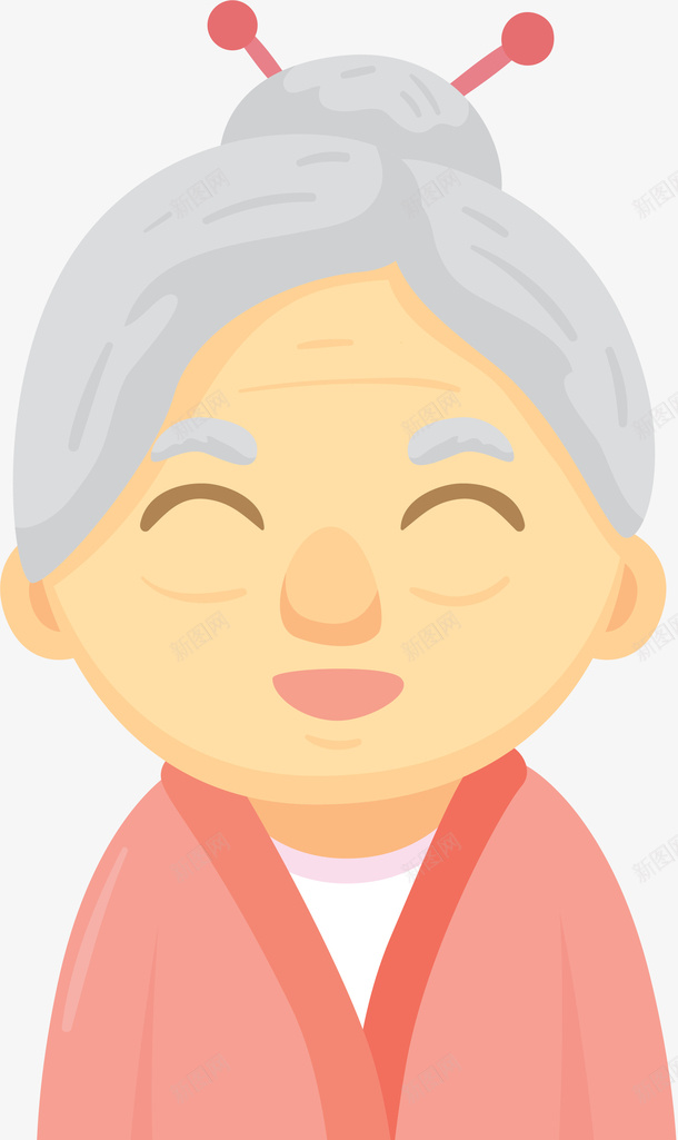 com 卡通可爱 图案 微笑开心 矢量图案 老人 老太太 老奶奶 老婆婆