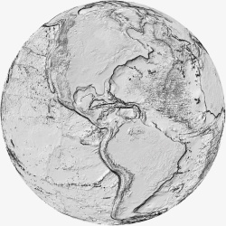 地球地貌显示地球表面地貌黑白地球图案高清图片