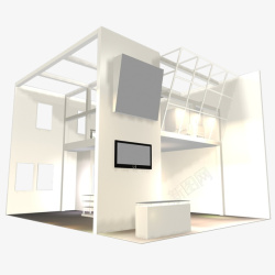 木结构白色简约3D展厅高清图片