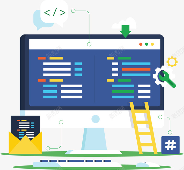 白色台式电脑编程矢量图ai免抠素材_新图网 https://ixintu.com 代码 台式电脑 打代码 电脑 电脑编程 矢量png 矢量图