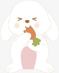 小兔子吃胡萝卜可爱卡通动漫耷拉着耳朵吃胡萝卜高清图片