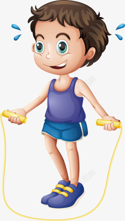 男孩跳绳锻炼身体的男孩矢量图高清图片