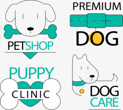 宠物店的标志4款可爱宠物狗标志矢量图高清图片