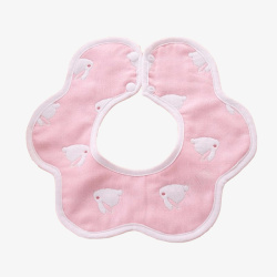 纱布口水巾母婴用品口水巾粉色系卡通小兔子高清图片