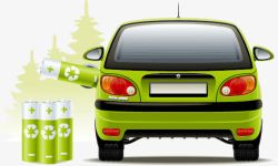 汽车电池绿色混合动力汽车矢量图高清图片