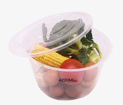 快餐盒圆形透明塑料保鲜盒高清图片