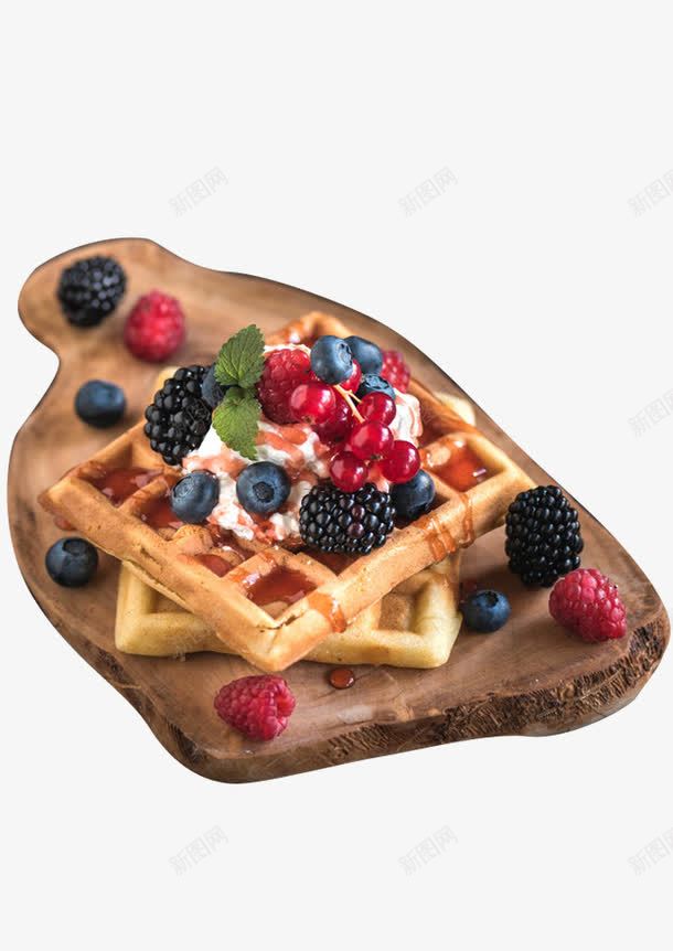 菜板上的华夫饼png免抠素材_新图网 https://ixintu.com waffle 产品实物 小吃 水果 甜点