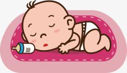 免抠婴儿宝宝喝奶睡觉矢量图高清图片