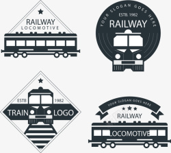 铁路货运服务标志4款黑色火车标志矢量图图标高清图片