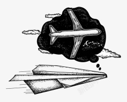 纸飞机图标纸飞机黑白花臂图案图标高清图片
