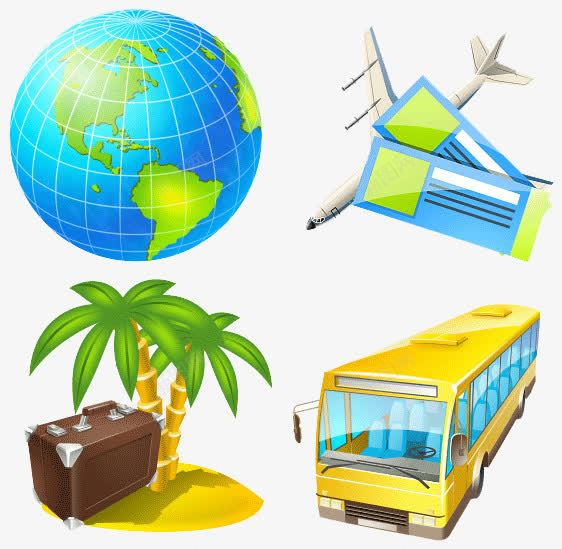 卡通可爱图标png_新图网 https://ixintu.com 地球 旅游 旅游车 旅行 沙滩 热带 环球旅行 飞机 飞机票