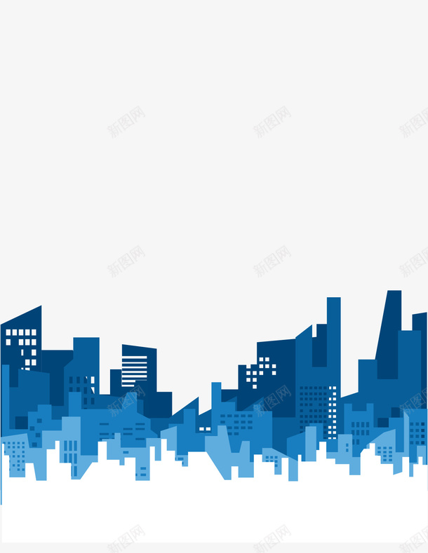 蓝色城市剪影png免抠素材_新图网 https://ixintu.com 剪影 城市 大厦 现代化 蓝色 都市 高楼