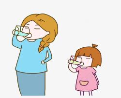 妈妈和宝宝喝水素材