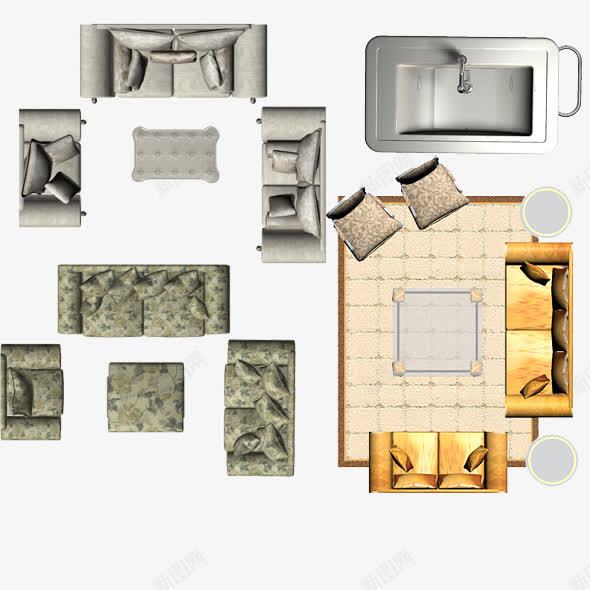 客厅沙发平面图png免抠素材_新图网 https://ixintu.com 客厅 家具平面图 沙发 舒适