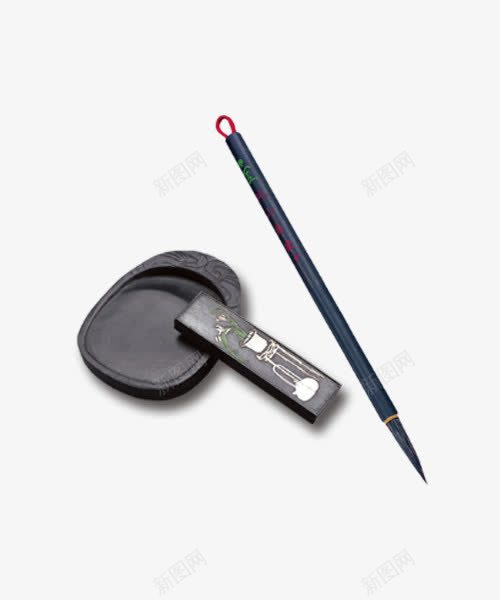 文房四宝png免抠素材_新图网 https://ixintu.com 墨条 毛笔 石墨 砚台 笔