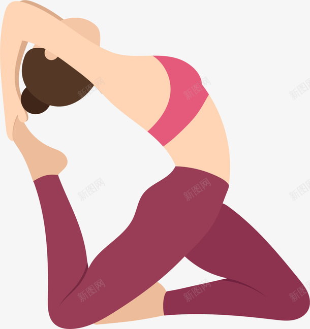粉色卡通瑜伽女人png免抠素材_新图网 https://ixintu.com 体型 健康 健身房 卡通女孩 拉筋 瑜伽女人 紧身裤美女 美女弯腰 运动健身 锻炼