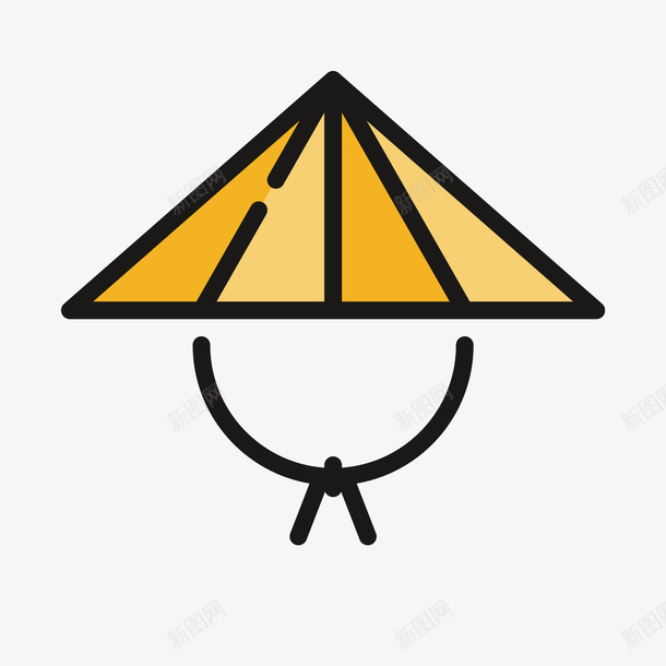 黄色草帽png免抠素材_新图网 https://ixintu.com 三角形 意境 手绘 环形 线稿 草帽 黄色