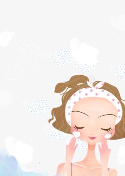 短发女性美容洗脸女性插画PSD分层图高清图片