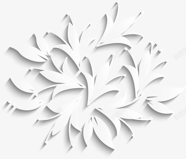 花朵png免抠素材_新图网 https://ixintu.com 3d立体花 剪纸 浮雕 白色 花卉
