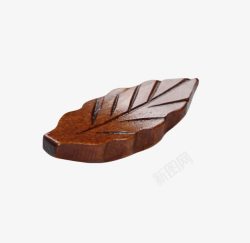 木质餐盘产品实物木质树叶筷子架高清图片