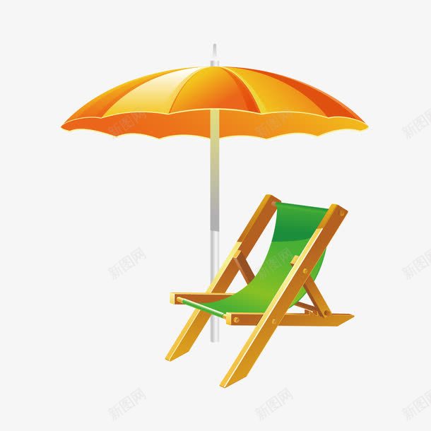 夏日度假png免抠素材_新图网 https://ixintu.com 休闲 度假 旅行 海滩 海边 舒适 躺椅 遮阳伞