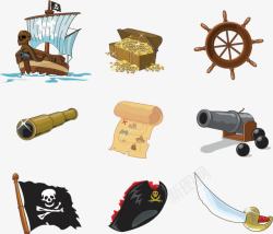 卡通海盗船素材海盗元素高清图片