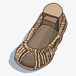 古代卡通草鞋素材