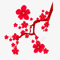 大红花卉红色冬季寒梅装饰插画高清图片