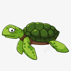 卡通绿色的海龟动物矢量图素材