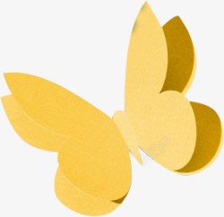 黄色剪纸效果蝴蝶元素素材