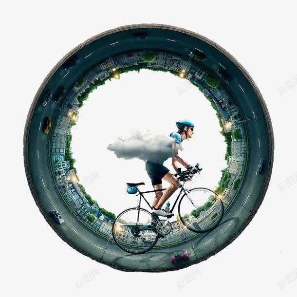 城市骑行png免抠素材_新图网 https://ixintu.com 健康 创意城市 环形 运动 雾霾