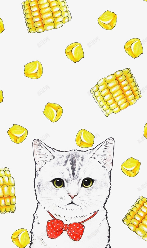 可爱猫咪png免抠素材_新图网 https://ixintu.com 卡通 小猫 海报装饰 猫咪 玉米