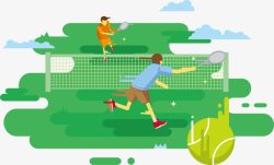 卡通网球队员草地网球矢量图高清图片