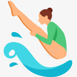 跳水运动女士跳水插画矢量图高清图片