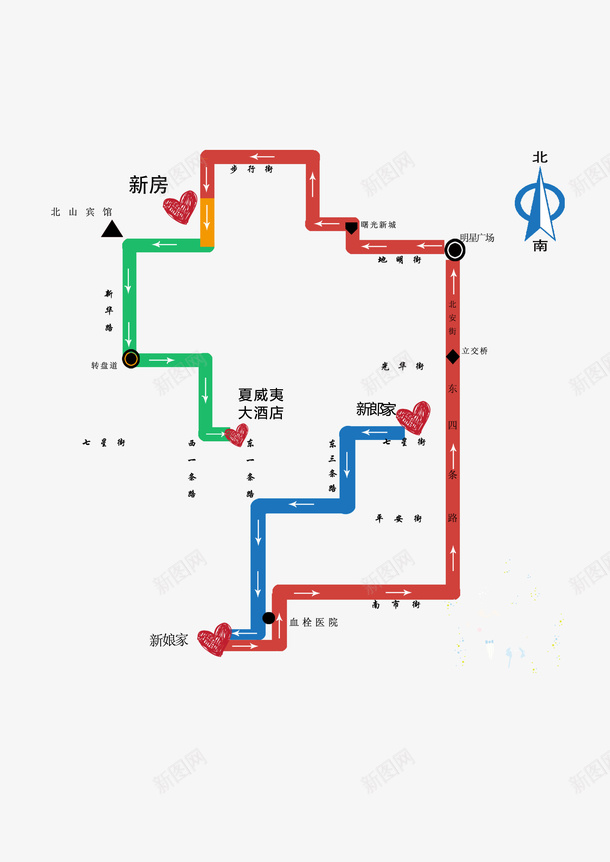 婚礼行车路线图psd免抠素材_新图网 https://ixintu.com 儿童 婚庆 婚礼 婚纱 小清新 手绘路线图 艺术字 行车路线图 路线图