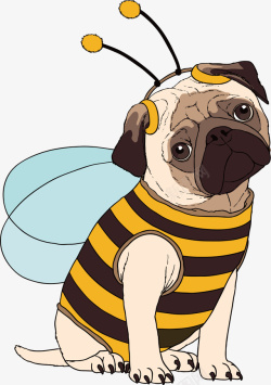 卡通创意蜜蜂装狗狗素材