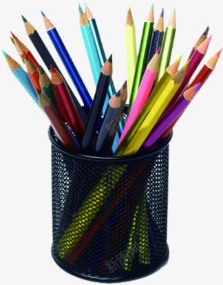 笔筒里的铅笔png免抠素材_新图网 https://ixintu.com 彩色铅笔 笔筒 铅笔 黑色笔筒