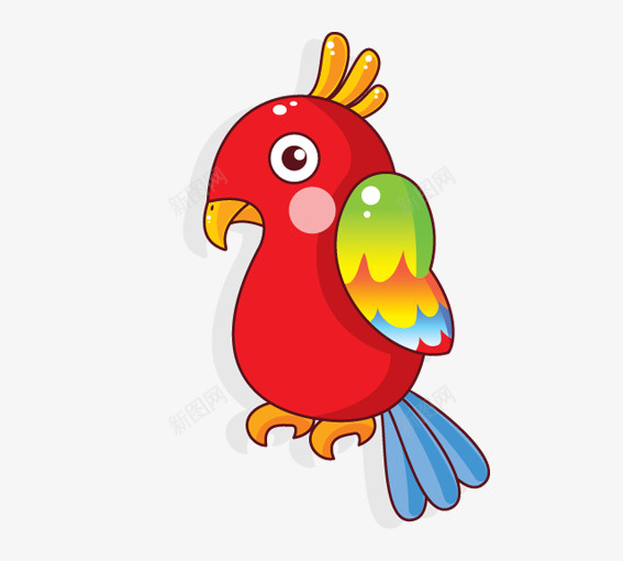 红色的鹦鹉png免抠素材_新图网 https://ixintu.com 卡通动物 卡通鸟 卡通鸟类 卡通鹦鹉 红色 绿色 蓝色 鸟