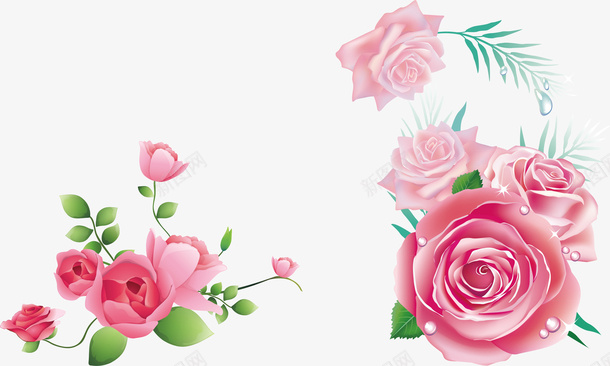 粉水晶石玫瑰花图案矢量图图标图标
