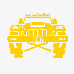 黄色复古汽车插画黄色越野车矢量图高清图片