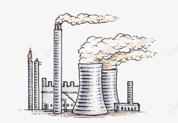 煤力发电站png免抠素材_新图网 https://ixintu.com 污染 烟囱 电站 能源