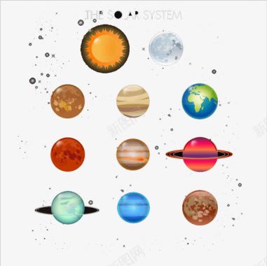 卡通太阳系图标矢量图图标
