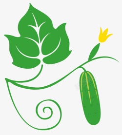 翠绿的黄瓜藤蔓卡通绿色黄瓜高清图片