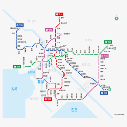 创意家门口的地铁彩色无锡地铁线路图矢量图高清图片