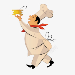 厨师卡通端菜的厨师人物矢量图高清图片