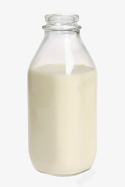 白色米色开盖的牛奶玻璃瓶高清图片