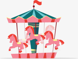 粉红游乐园粉色卡通旋转木马矢量图高清图片